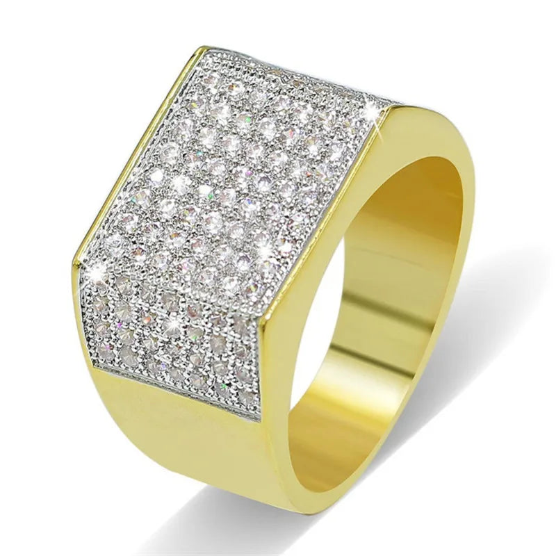 Men's Luxury Hip Hop Ring jewelry 925 Silver bling SONA Simulated Diamond painting full gold rings for boys Party gift Size 8-13