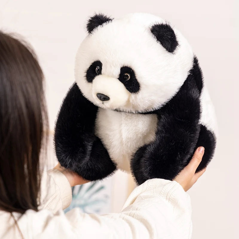 Lifelike Simulation Panda Plush Toy Soft Bear Doll Peluche Animal China Mascot PP Cotton Filled Stuffed Animals OPP Bag Custom