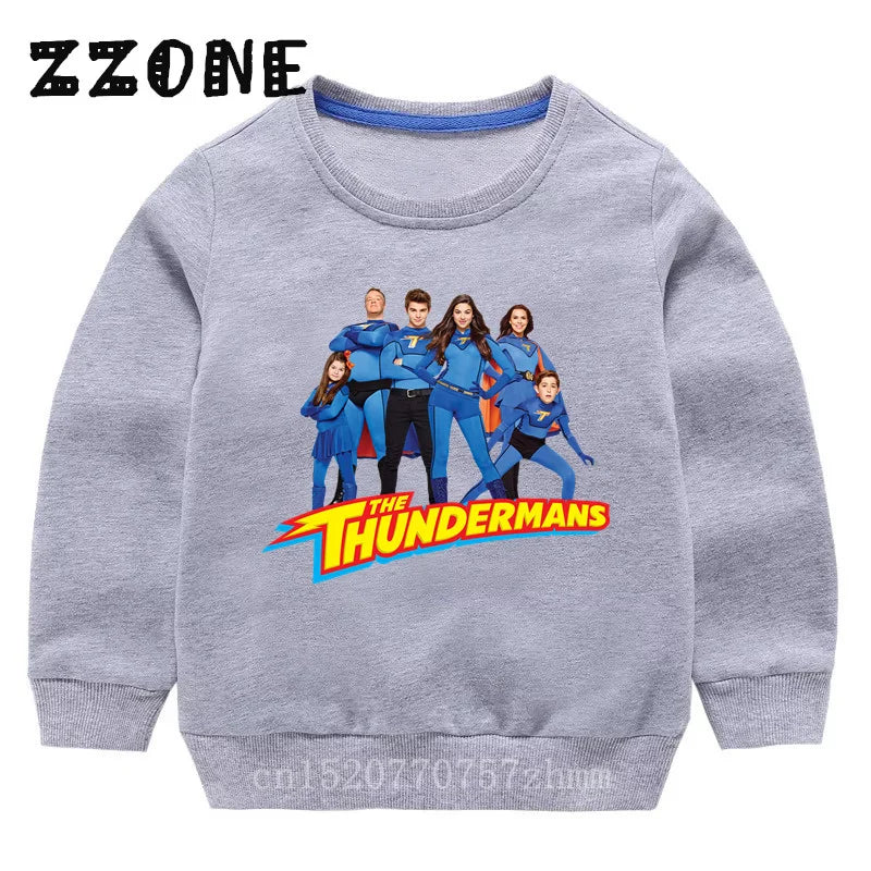 Kids Sweatshirts The Thundermans TV Shows Print Children Hoodies Casual Girls Boys Clothes Spring Autumn Baby Pullover Tops