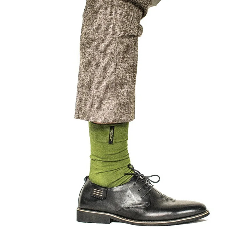 7 Pairs Fashion Mens Socks Combed Cotton Solid Color Business Socks For Man British Style Multi-colored Week Socks For Men Dress