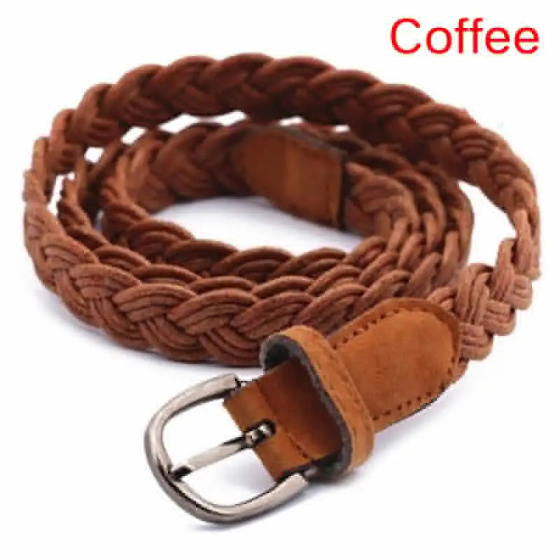 Women Brown White Weave Belt Hemp Rope Braid Belt Female Belt For Dress Clothing