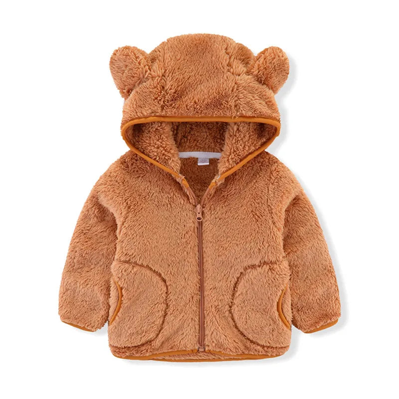 Colorful Fleece Hoodies 2-6T Long Sleeve Zipper Baby Coats for Boys & Girls Cute Hooded Jackets Kids Outerwear for Autumn Spring