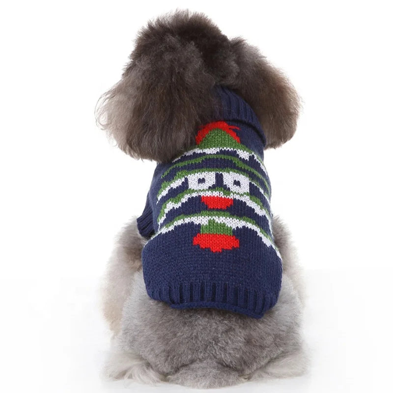 Large Acrylic Traditional Dog Sweater with Festive Christmas Tree Print for Holiday Winter and Spring-Hand Wash