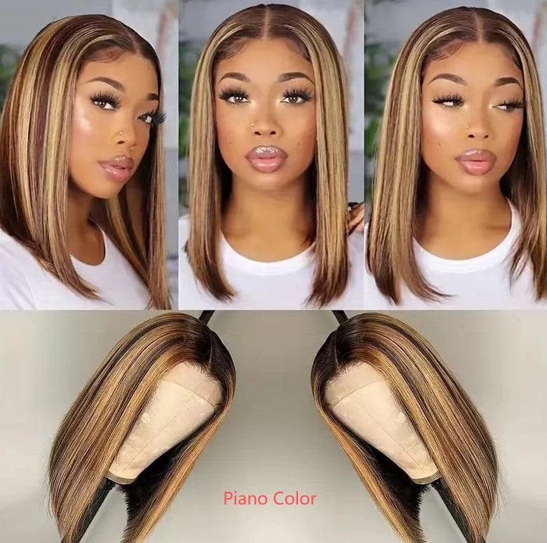 Natural Black Wig Short Bob Hair Synthetic Lace Front Wigs Heat Resistant Fiber Hair Glueless Soft Lace Replacement Wig Gifts