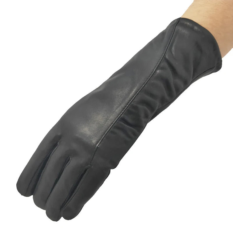New Women's Gloves High Quality Elegant Genuine Leather Winter Warm Fluff Woman Soft Female  Fur Lining High-quality Mittens