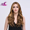 Highlight Mix Ice Blonde Ombre Colorful Middle Part Wig Long Wavy Pre-Plucked Synthetic Lace Front Wig
