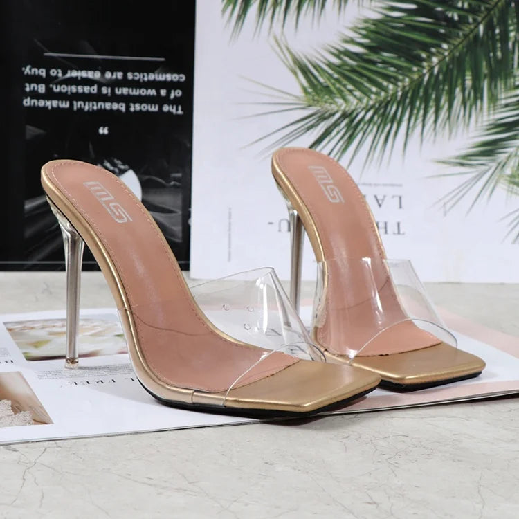 Y Wholesale Fashion Summer High Heels Trendy Women's Dress Casual Heeled Sandals Shoes Designer Slippers for Women and Ladies