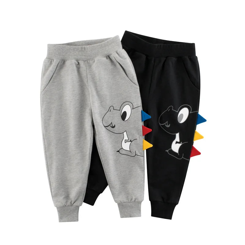 2025 Kids Long Pants 100% Cotton Lovely Dinosaur Cartoon Boys Girls Sport Trousers Sweatpants Suitable for Spring and Autumn