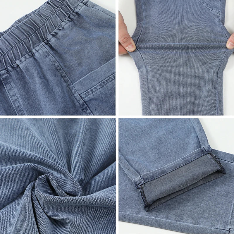 Women Plus Size 4xl Casual Denim Ankle-length Pants Vintage Mom Baggy Vaqueros Elastic High Waist Spring Summer Harem Jeans