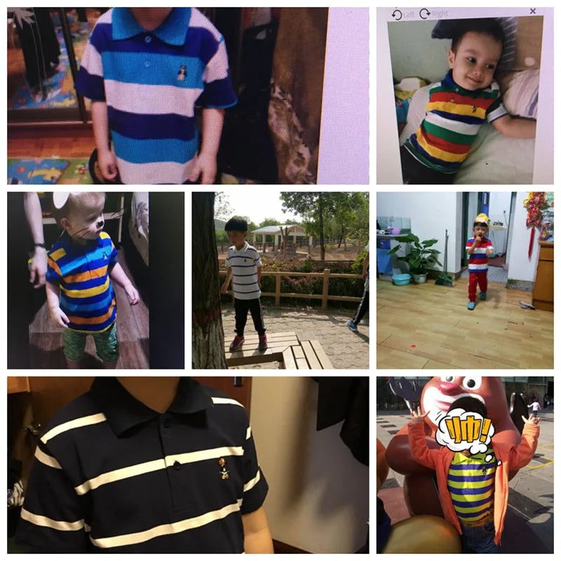 Kids Polo Shirts Summer Children's Short Sleeve Boys Top Polo Shirt Color Striped 2Y-12Y Teens Cotton Girls School Shirts
