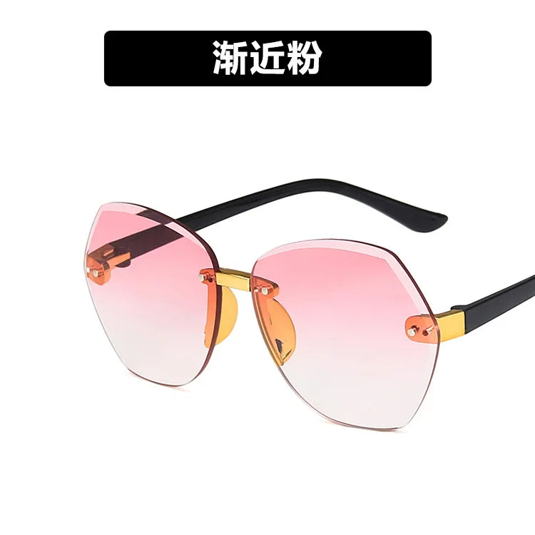New Fashion Sunglasses for Kids Punk Oversize irregular Frameless Polygon UV400 Glasses Children Oculos De Sol Masculino