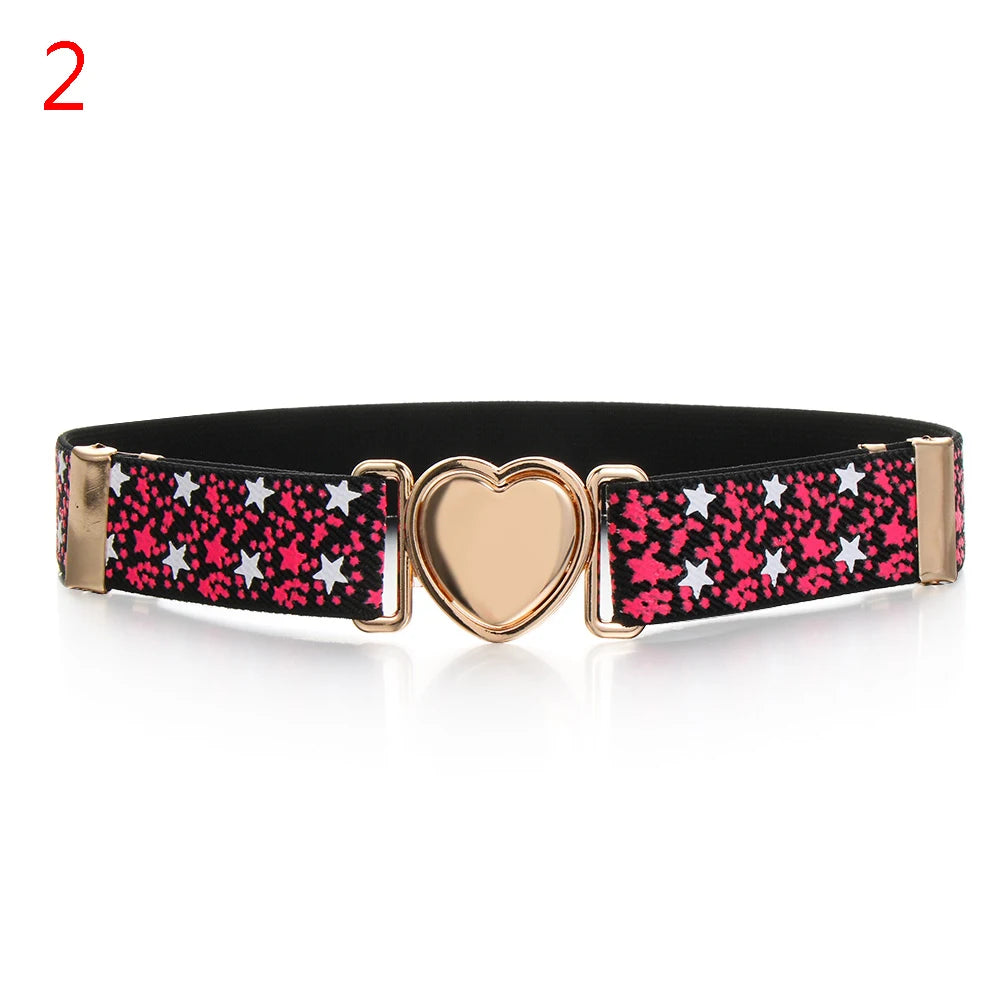 Adjustable Kids Elastic Belts Heart Belt Girl Dresses Stretch Waist Belt Multicolor Uniform Belt Clothing Decoration Accessorie