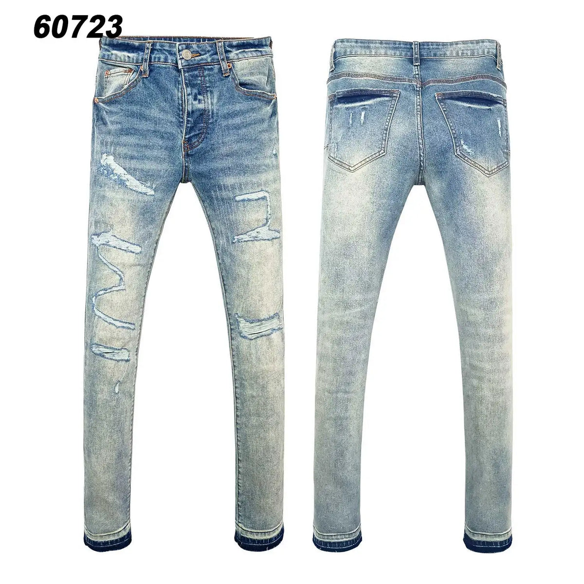 Wholesale Streetwear Jeans Pleated Tapered Trousers Men Elastic Damaged Beggi Pants Slim Fit Jeans