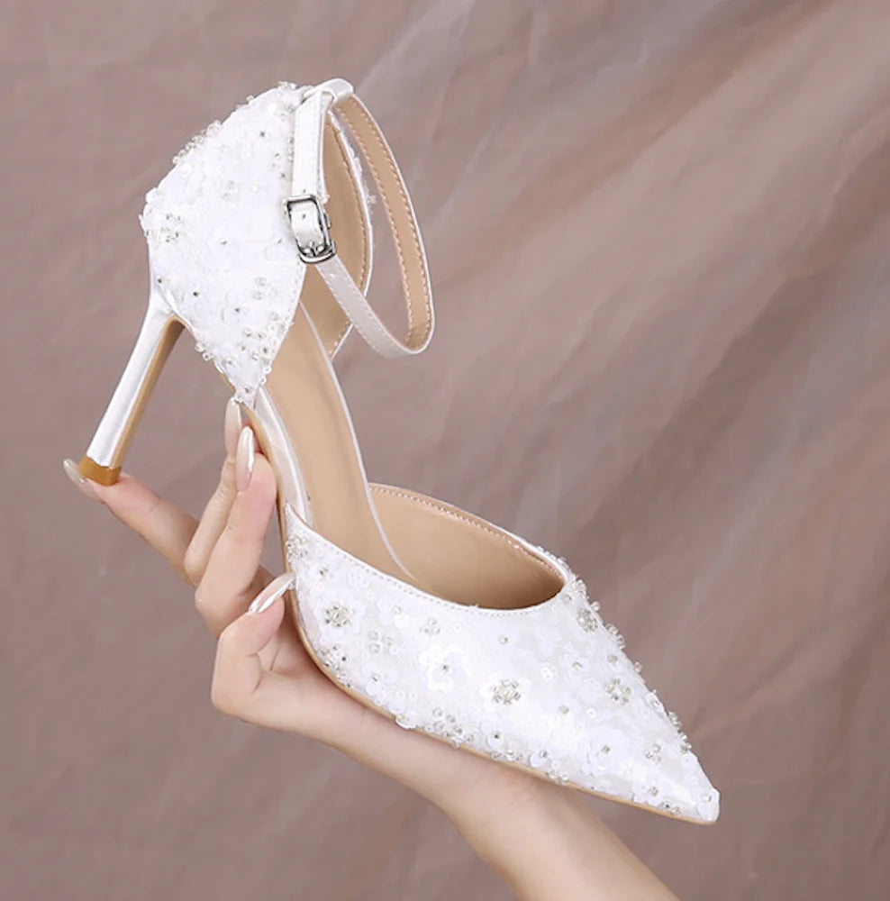 Zapatos De Dama Female White Sandals Ankle Diamond Women's Shoes Rhinestone  Heels for Ladies