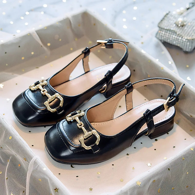 Square Toe Toe Shoes Apricot White Women's High Heels Thick Heel Summer Mid-heel Women's Shoes with fairy Style