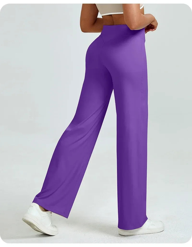Active Pants High Waisted Straight Leg Yoga for Women Naked Feeling BuLifting Loose Fit Workout Trousers Slimming Gym