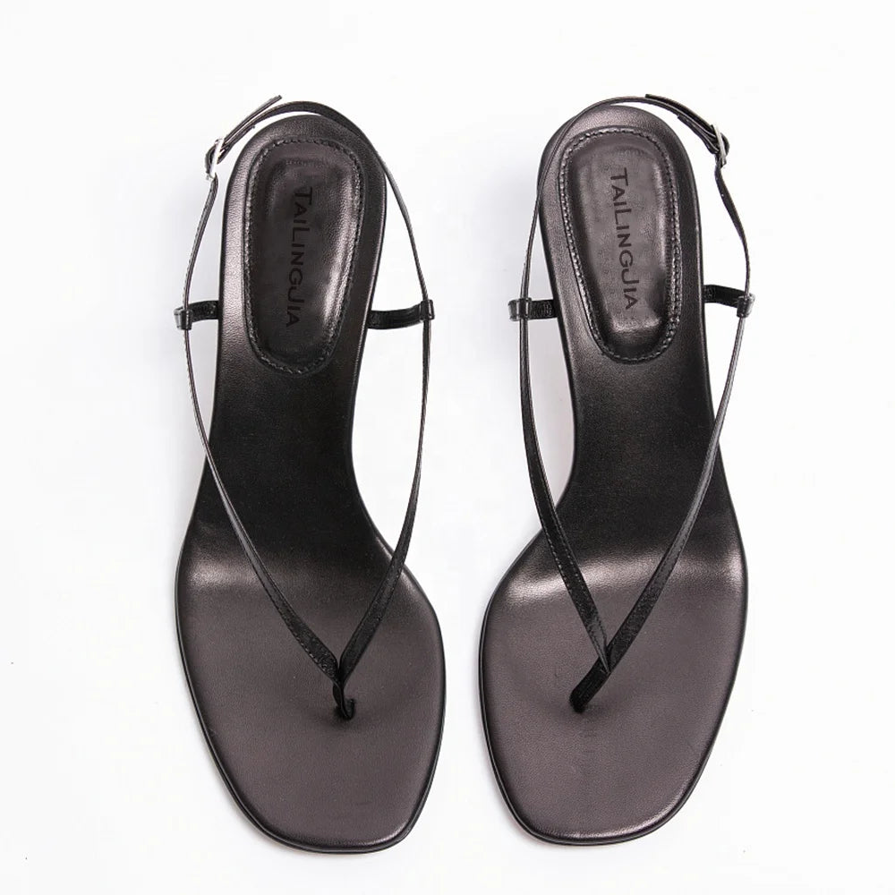 Heeled Strappy Shoes Barely There Heels for Ladies High Heel Women Thong Sandals