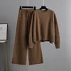 Autumn and Winter New Fashion Casual Knit Suit Pants Women's Version of Loose Sweater Wide Leg Trousers Long Pants Two-piece Set