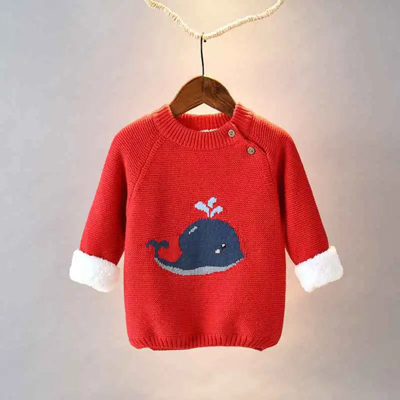 Autumn Winter Kids Baby Boys Girls Sweaters Cartoon Wool Pullover Toddler Childrens Warm Sweater Coat Cardigan Thicken Outerwear