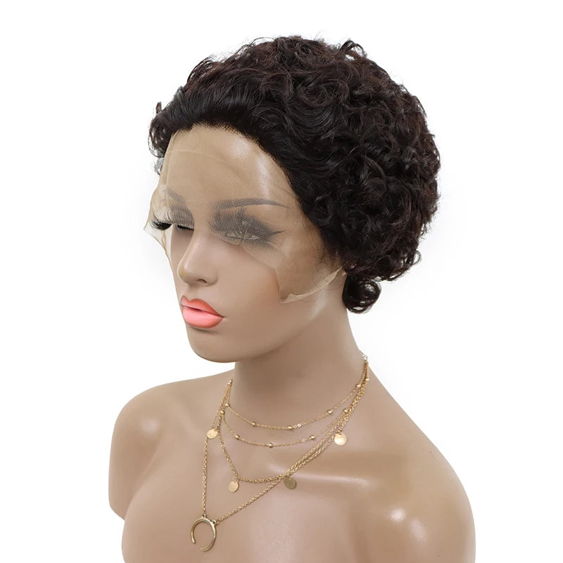 Wholesale  Virgin Brazilian Human Hair 13x4 Full Lace Frontal Wigs Short Pixie Cuts Color 1b/350 Curly Hair for Black Women