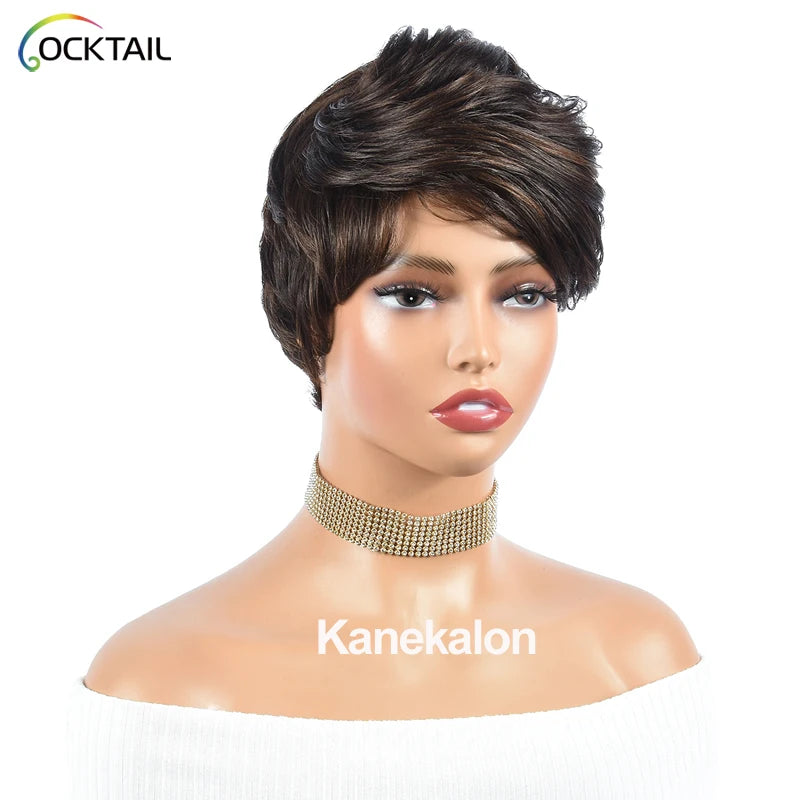 Kanekalon Fiber Short Cut Synthetic Wigs, Different Colors Synthetic Wig for Summer