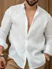Ohsisa 2025 Men Youth Casual Shirts Cotton Long Sleeve Men's Solid Color Turn-down Collar Button Spring Casual Shirts