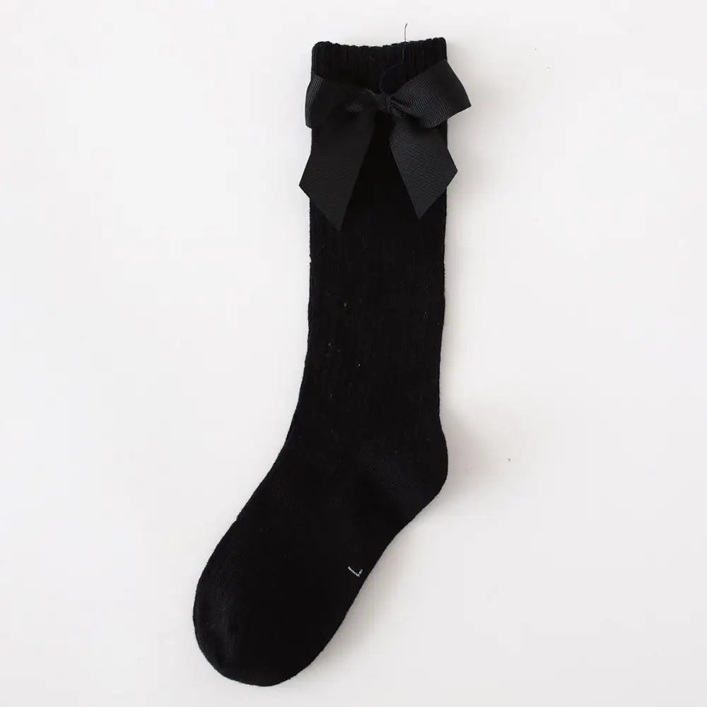 Children's Sock Girls Knee High Socks With Bows Stripped Toddlers Long Socks Kids School Sock Infant Baby Socken