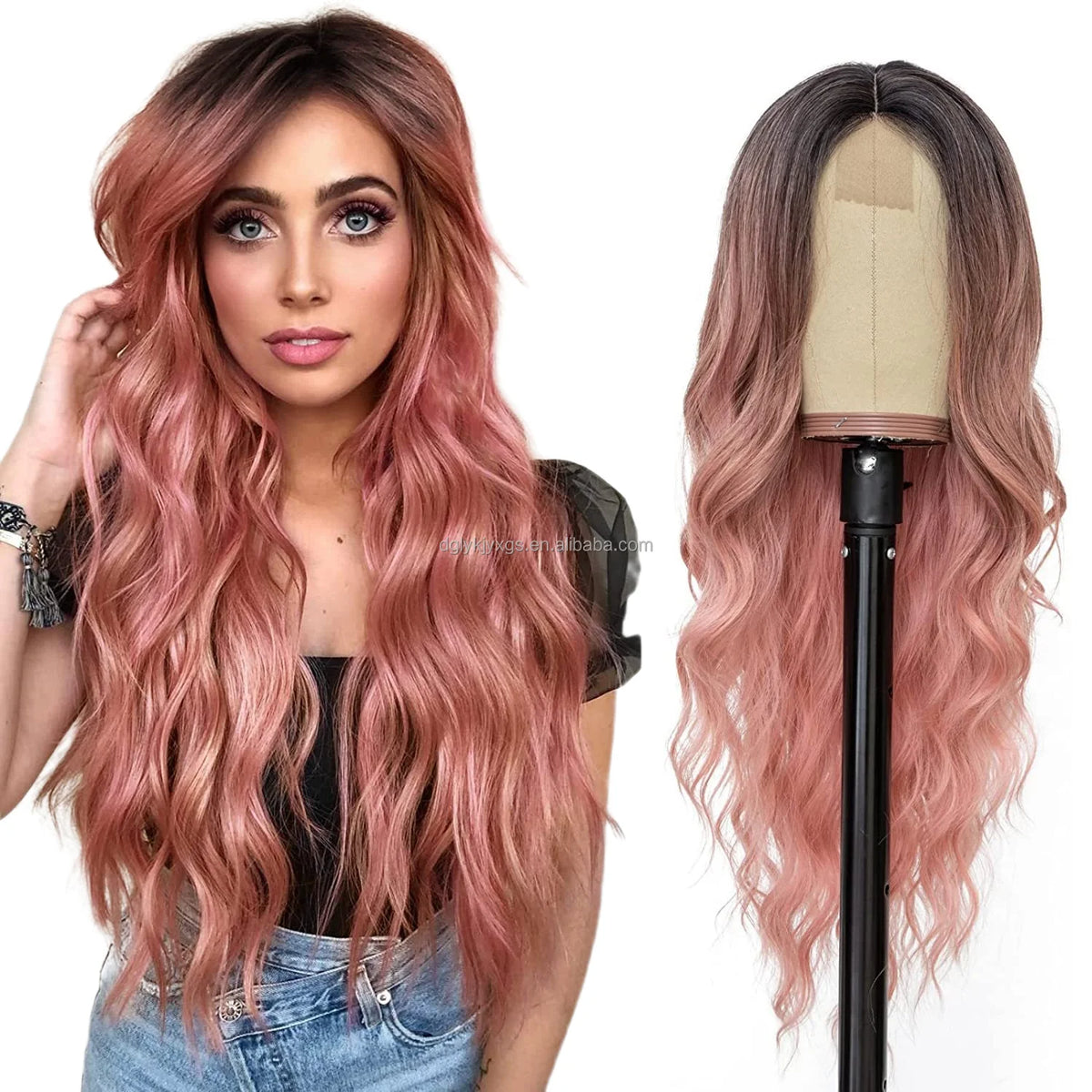 WL07 Small Area Lace Body Wave Synthetic Lace Wigs Lace Front Wigs Ombre Brown Mixed Blonde Water Wave Wig Women Hair