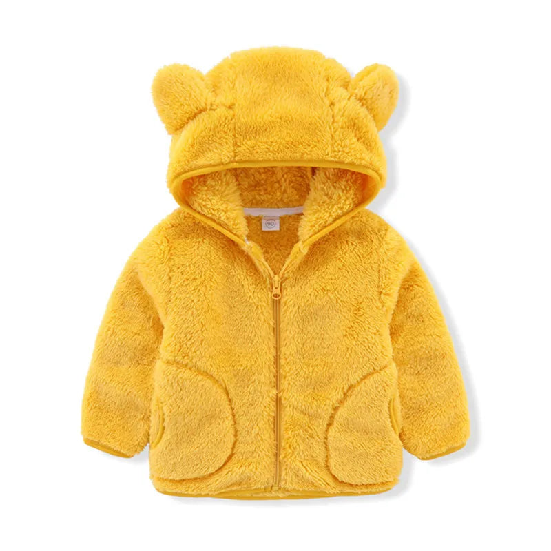 Colorful Fleece Hoodies 2-6T Long Sleeve Zipper Baby Coats for Boys & Girls Cute Hooded Jackets Kids Outerwear for Autumn Spring
