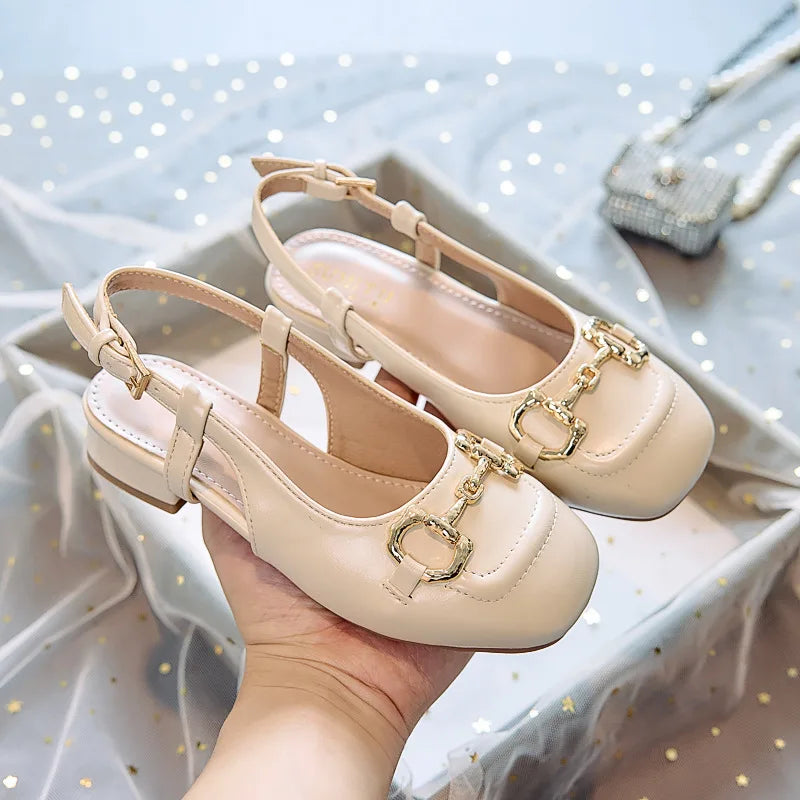 Square Toe Toe Shoes Apricot White Women's High Heels Thick Heel Summer Mid-heel Women's Shoes with fairy Style