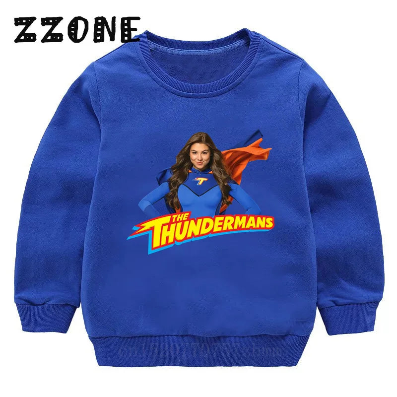 Kids Sweatshirts The Thundermans TV Shows Print Children Hoodies Casual Girls Boys Clothes Spring Autumn Baby Pullover Tops