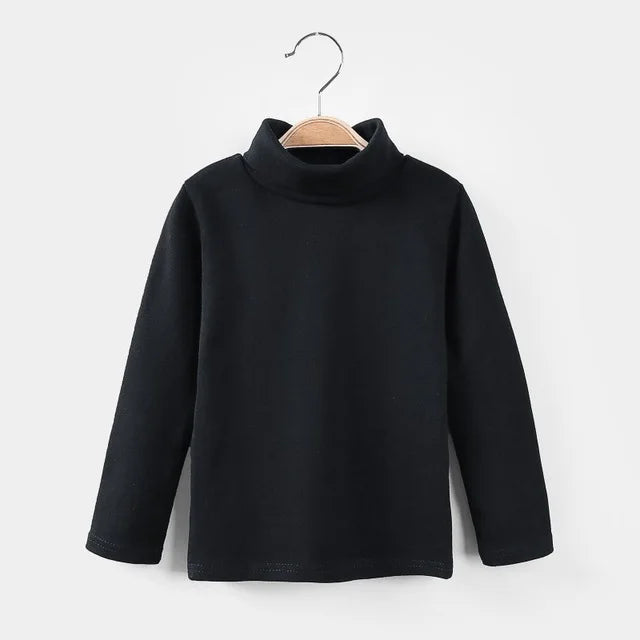 2024 Autumn Winter Girls Sweaters Cotton High Collar Boys Knitted Pullover Candy Color Kids Sweater Children's Clothing3-14Y
