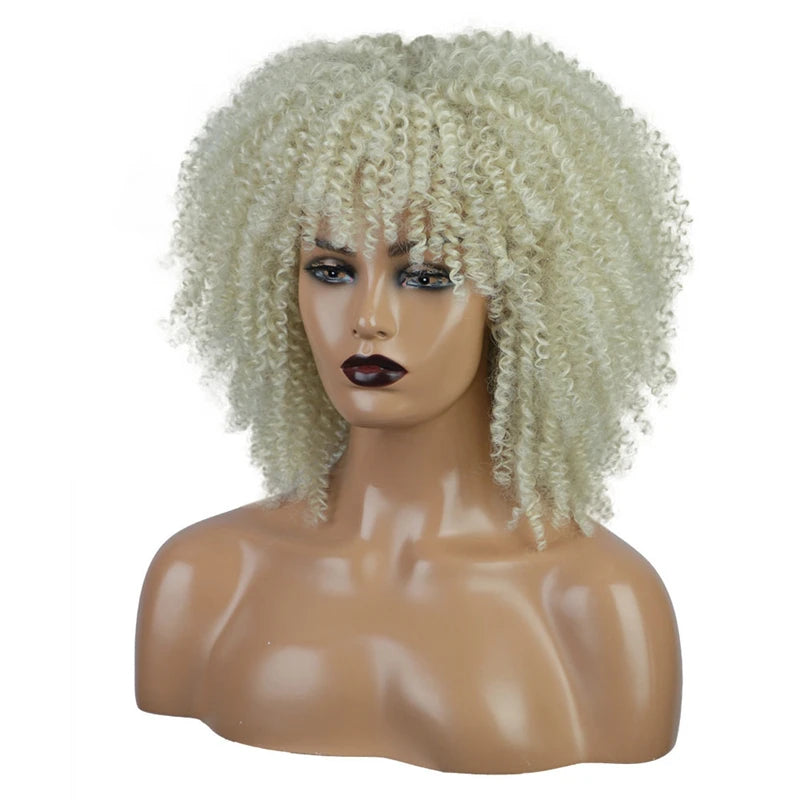 Cheap Price French Kinky Curl Curly Wig Neutral Short African for Cosplay Synthetic High Temperature Fiber Black Women's Wig