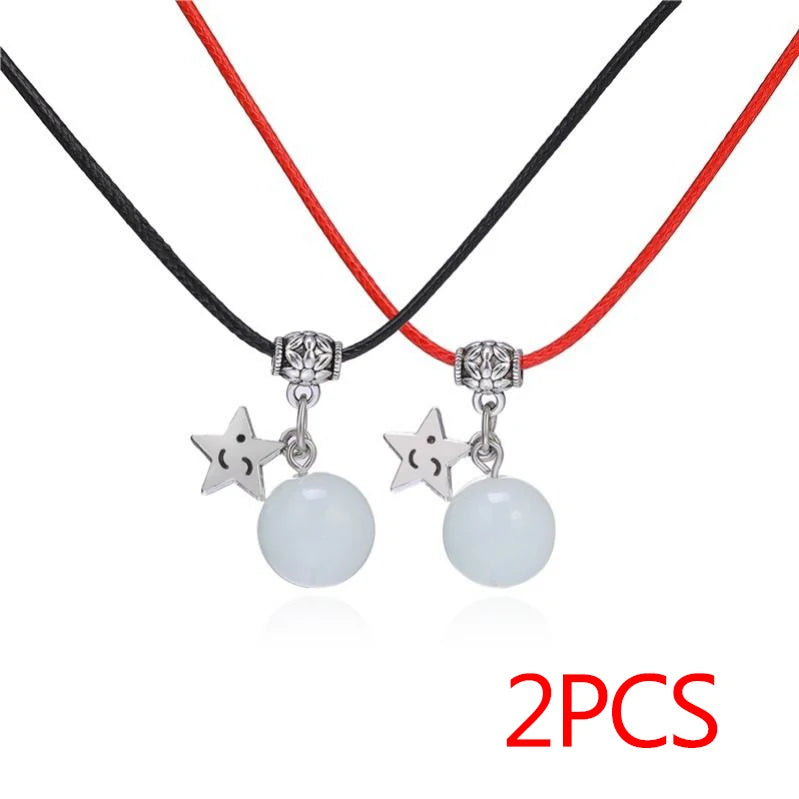 Bracelet for Women Glowing Gem Charm Jewelry Leather Rope Pendant Hollow Luminous Stone Pendant Necklace Gifts