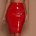 Women's Skirt Tight Bright Leather Elastic Skirt Spring Summer Streetwear Club Pu Skirt High Waist Zipper Bodycon Skirts