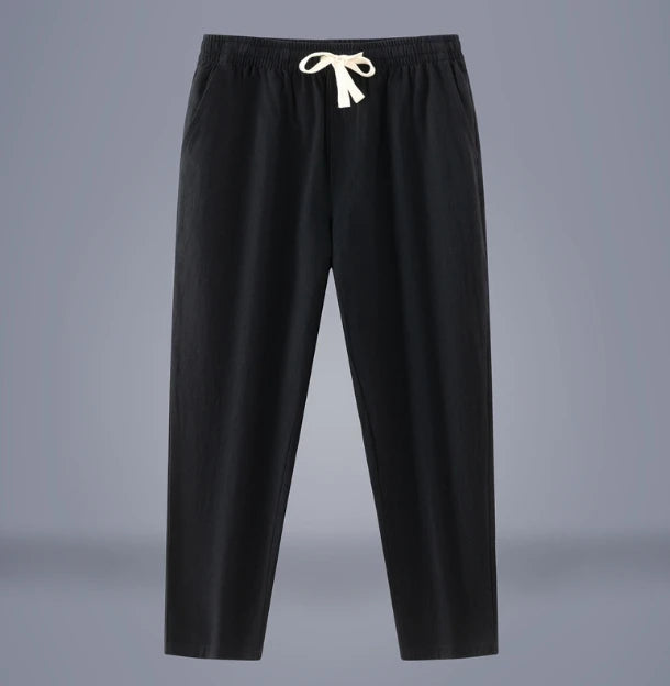 Liu Ming New Arrivals Spring Summer Men Casual Drawstring Solid Color Cotton Linen Pants Trending Trousers