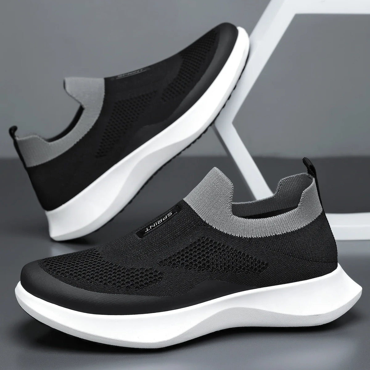 Men's Spring Breathable Slip-On Dad Shoes Large Size Soft Sole Casual Walking Shoes for Couple