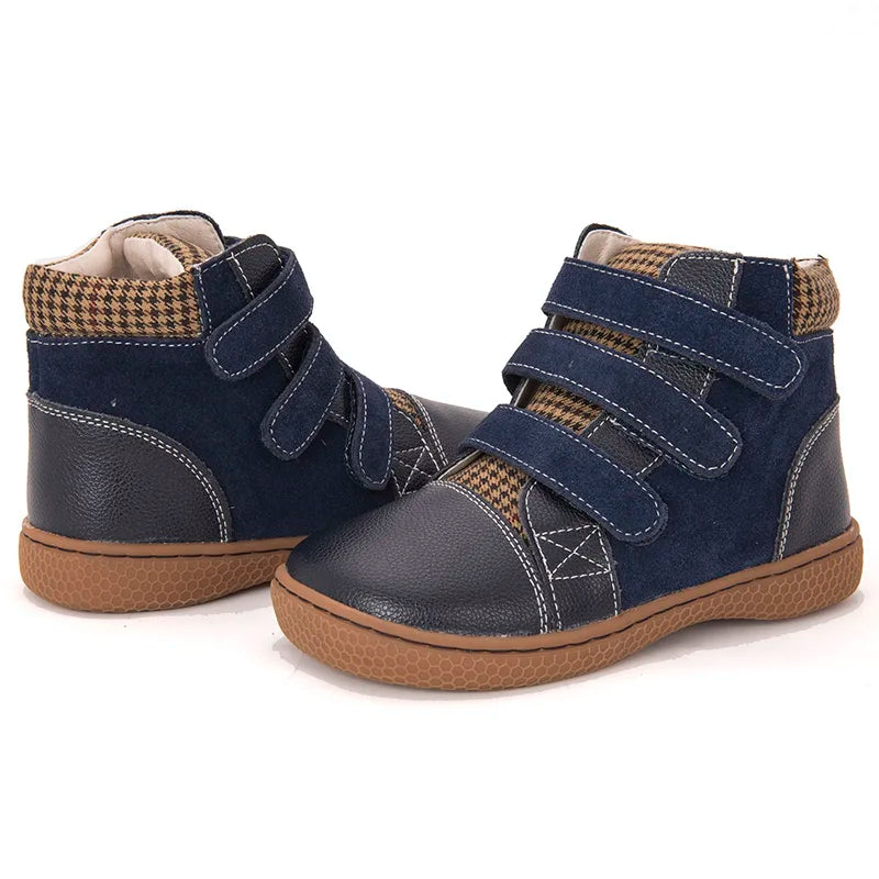 PEKNY BOSA Leopard boots kids shoes for girl ankle shoes soft bottom leather boots wide toes chid barefoot shoes for boy