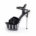 Red 15cm Pole Dance Transparent Crystal Bottom High Heels Summer Leaky Toe Platform Striptease Shoes Women's Large Sandals