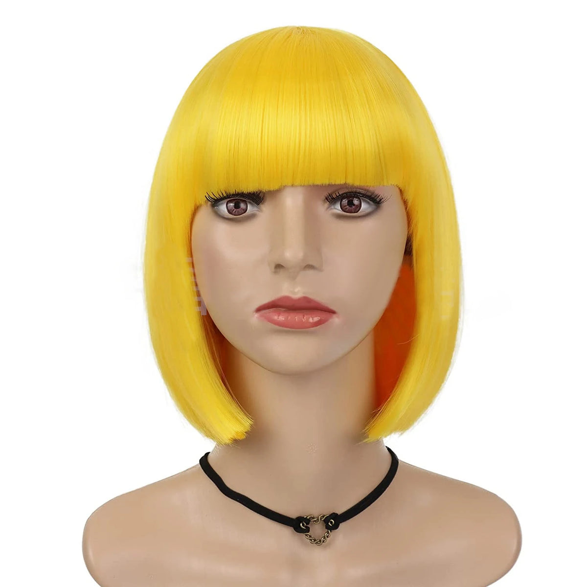Short Black Straight Wig with Bangs Women Bob Shoulder Length Wigs Heat Resistant Fiber Synthetic Hair Wigs Natural Looking