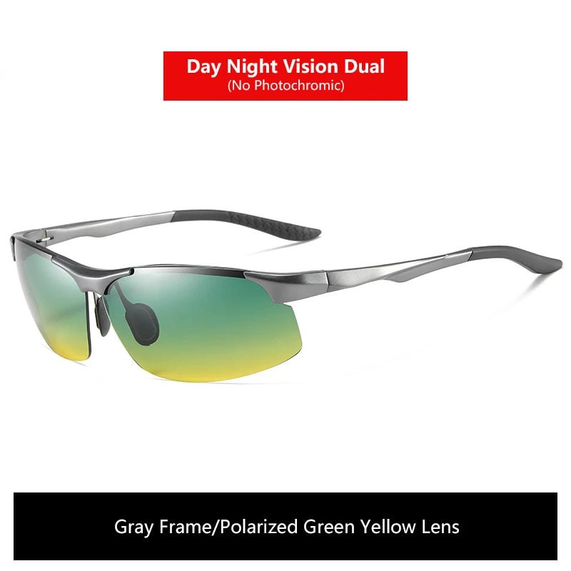 Sunglasses For Men Fashion Day Glasses For Night Vision Photochromic Outdoor Driving Rimless Male Polarized UV400 Lens VT2173