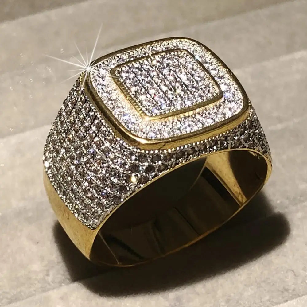 Luxury Hip Hop Micro Pave sona Diamond Stones All Iced Out Bling Ring Big 925 Sterling silver Rings for Men Jewelry gift