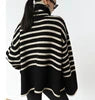 One Size Striped High Neck Sweater for Women's New Autumn Loose Design Sense Knitted Shirt Color Matching Pullover Sweater