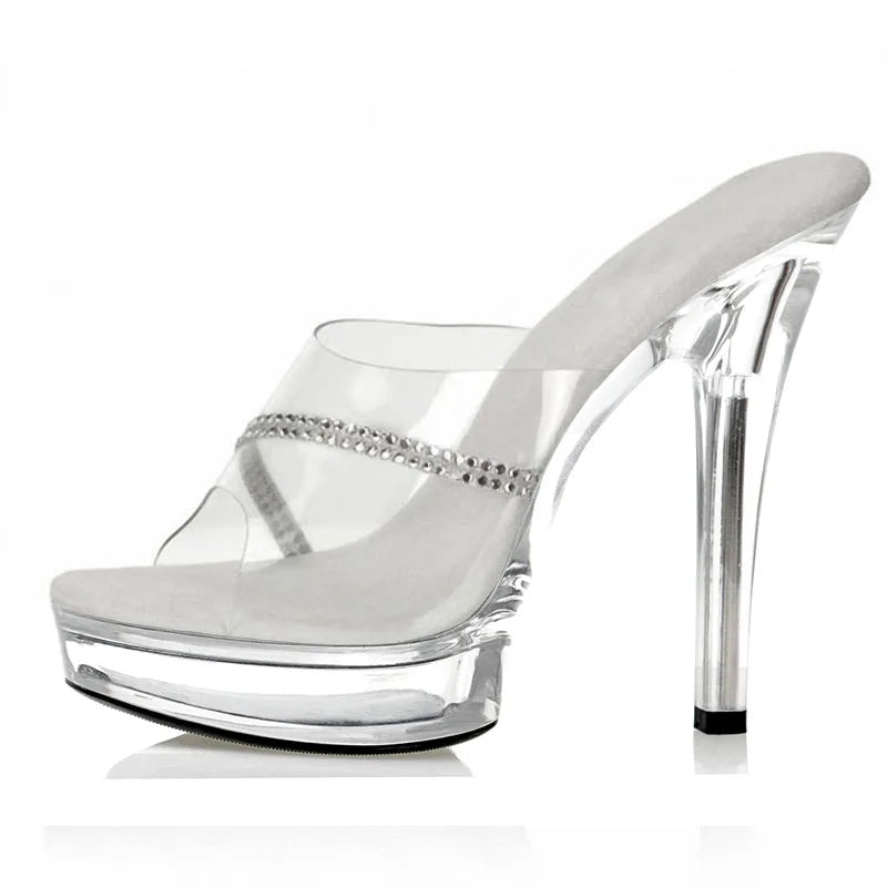 Summer transparent platform 13 cm fish mouth high-heeled shoes fashion party large high-heeled women's sandals