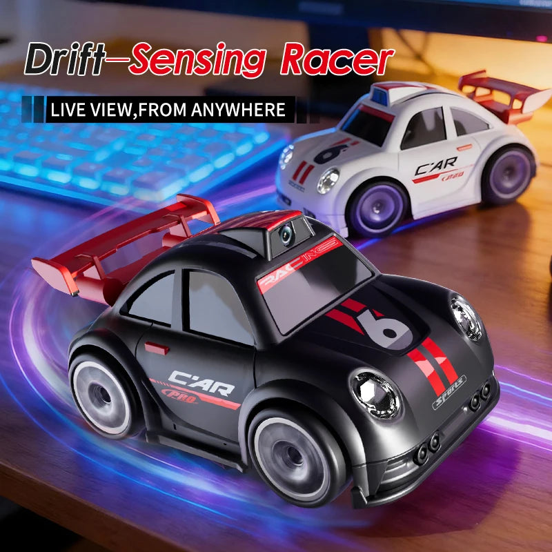 C6 Mini Racing Car Drift Interactive Toy Electric Music with Camera Screen Control Obstacle Avoidance & Indoor Use Ages 7-14