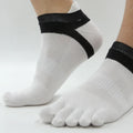 Mens Sock Finger Toe Socks Sport Ankle Mesh Cotton Short White Sock Sweat Absorbing Breathable with Fingers