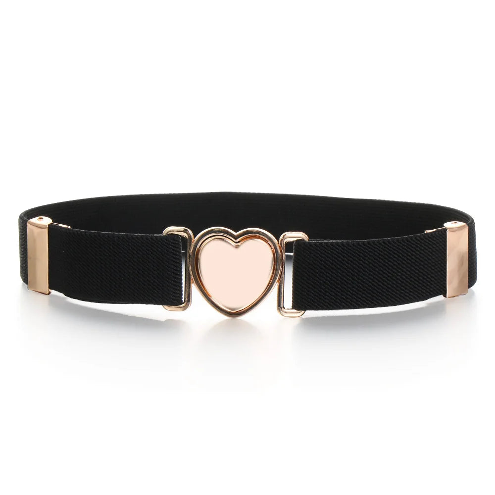 Kids Elastic Belts Girl Stretch Waist Belt Adjustable Heart Belt Uniform Belt for Teen Kids Girls Dresses Belt