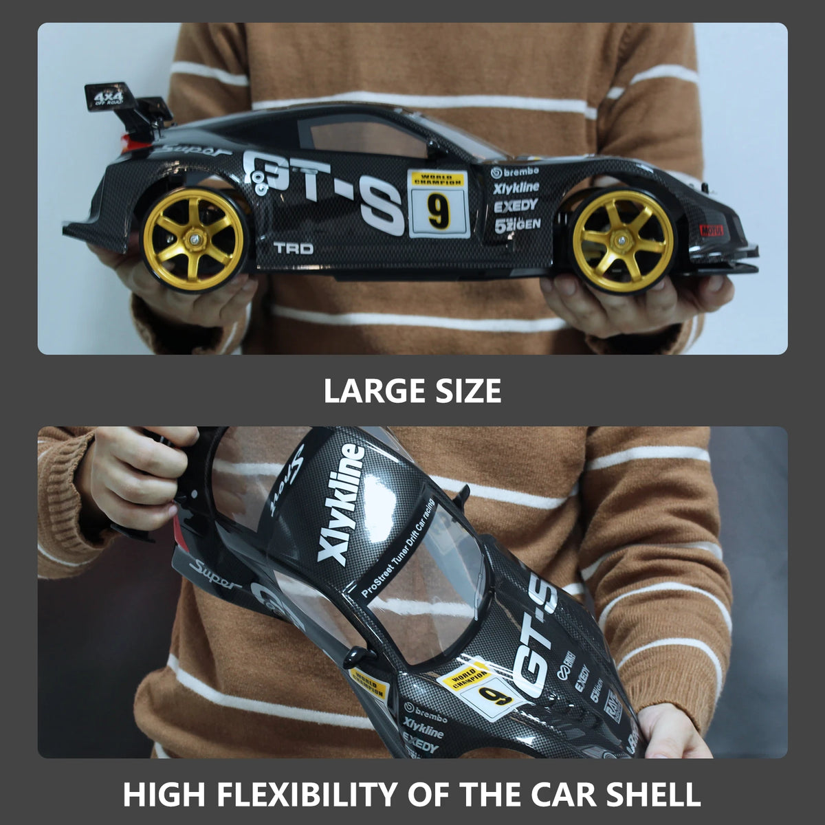 1:10 Scale High Speed Dual Mode 4WD RC Racing Car Model 40-70Km/h Electric Remote Control Drift Car Expert Charger USB Cable