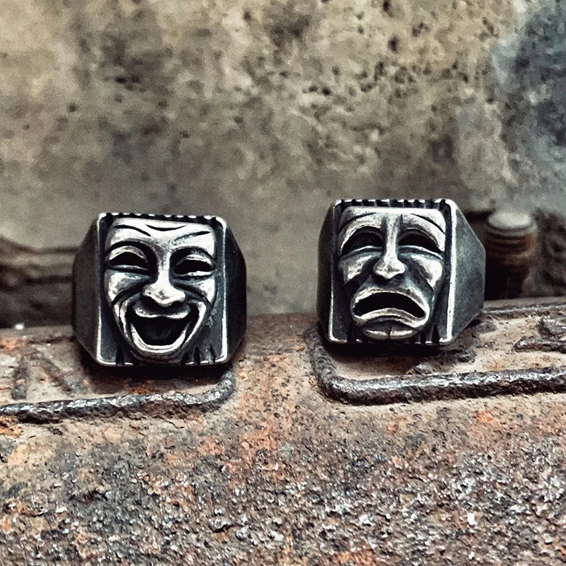 Bague gothic anillos mujer Individuality Ornaments Stainless steel Mask Vintage Ring For Men Bulk Jewelry Boyfriend Gift OSR263