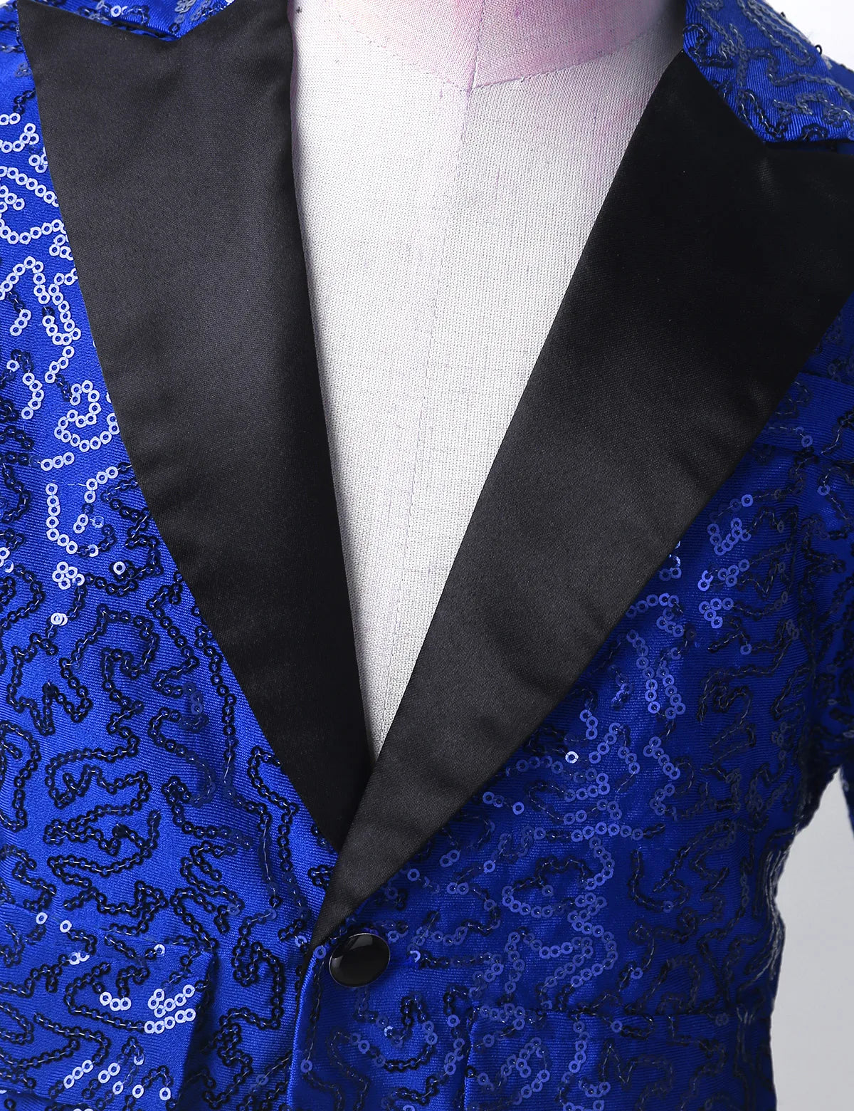 Kids Boys Shiny Sequins Lapel Jacket Coat Blazer Tuxedo Costume Modern Jazz Latin Dance Costume Party Performance Tuxedo Suit